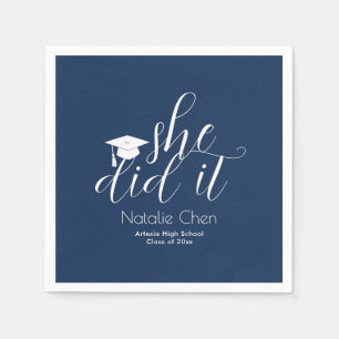 Modernes Blue Elegante Schriftartes Abschluss Serviette