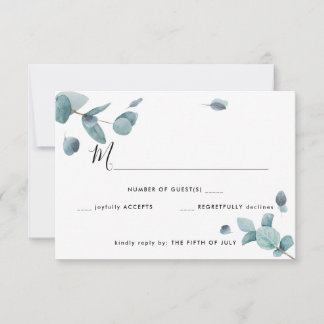 Modernes Blue Eucalyptus Wedding RSVP