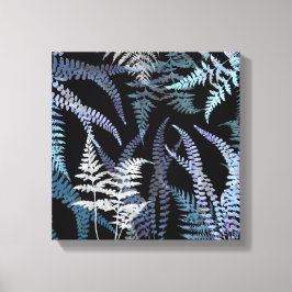 Modernes Blue Fern Elegantes Botanisches Abstrakt Leinwanddruck
