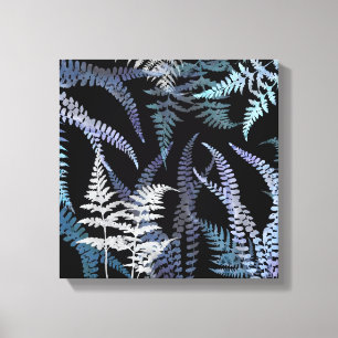 Modernes Blue Fern Elegantes Botanisches Abstrakt Leinwanddruck