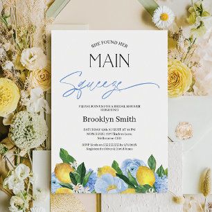 Modernes Blue Floral Lemon Brautparty Einladung