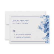 Modernes Blue Floral Watercolor Wedding RSVP
