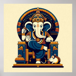 Modernes Blue Ganesha Vector Illustration Deity Ar Poster