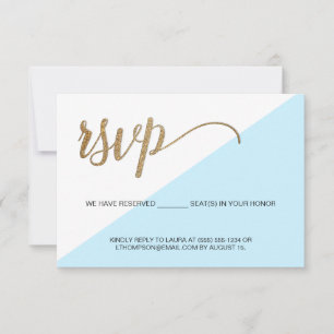 Modernes Blue Gold UAWG ohne Mailing Reservierungs RSVP Karte