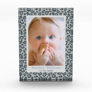 Modernes Blue Gray Leopard Print Baby Foto