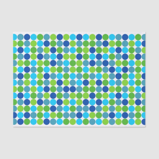 Modernes Blue Green Polka Dot Muster Seidenpapier (Vorderseite)