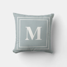 Modernes Blue Grey Monogram Kissen