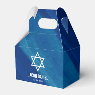 Modernes Blue Grunge Bar Mitzvah Personalisiert Geschenkschachtel