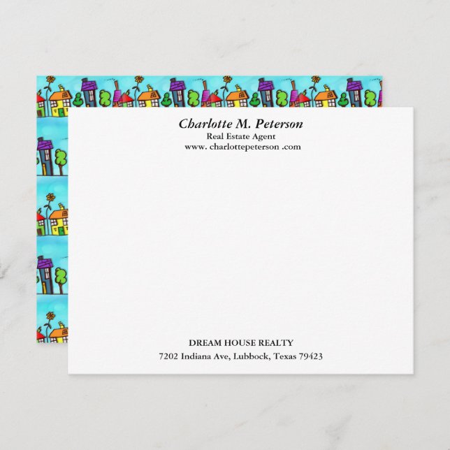 Modernes Blue House Real Anwesen Agent Mitteilungskarte (Vorne/Hinten)