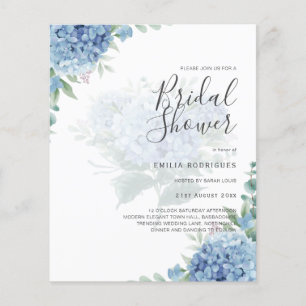 Modernes Blue Hydrangea FOTO Brautparty lädt ein Flyer