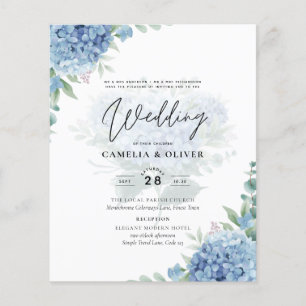 Modernes Blue Hydrangea FOTO Hochzeit Einladung Flyer