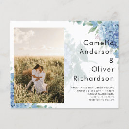 Modernes Blue Hydrangea FOTO Hochzeit Einladung Flyer