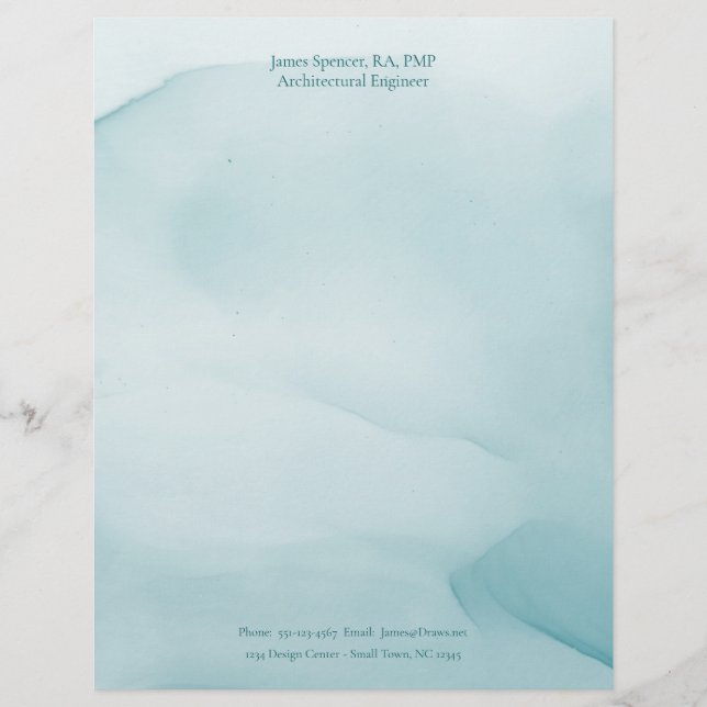 Modernes Blue Ink Design Personalisiert Stationier Briefbogen (Vorderseite)