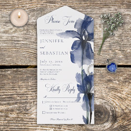 Modernes Blue Iris Blume Dinner All In One Einladung