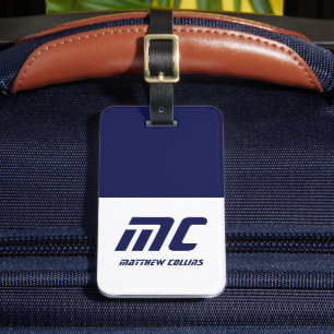 Modernes Blue Mit Monogramm Name Fett Simplistic Gepäckanhänger