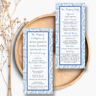 Modernes Blue Paisley Wedding Programm