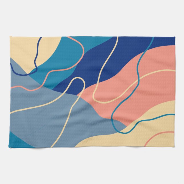 Modernes Blue & Pink Kunsthandtuch Geschirrtuch (Horizontal)