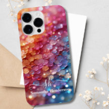 Modernes Blue Pink Pastel Ombre Glitzer Mit Monogr