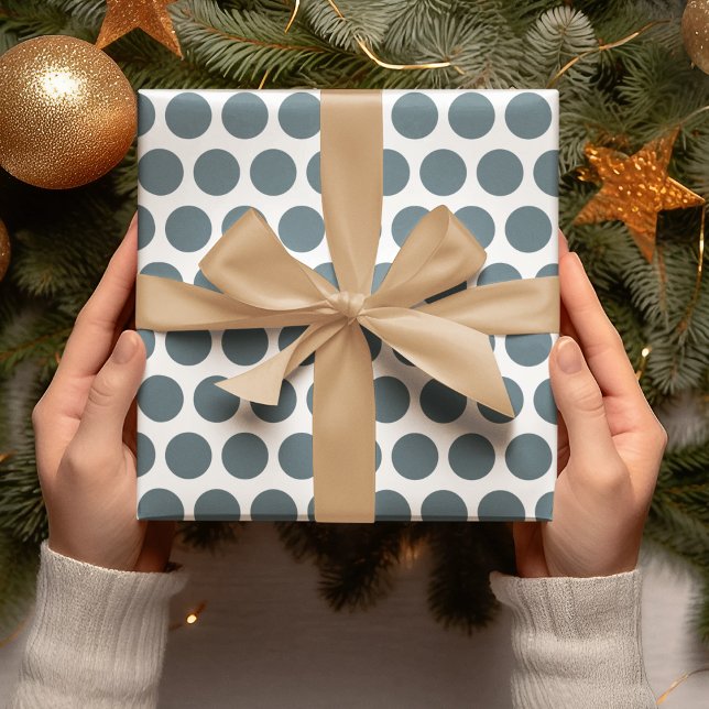 Modernes Blue Polka Dots Weihnachtswrapping Papier Geschenkpapier (Von Creator hochgeladen)