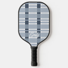Modernes Blue Soft Kariert Name Pickleball Paddel Schläger