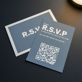 Modernes Blue UAWG QR Code Wedding Begleitkarte
