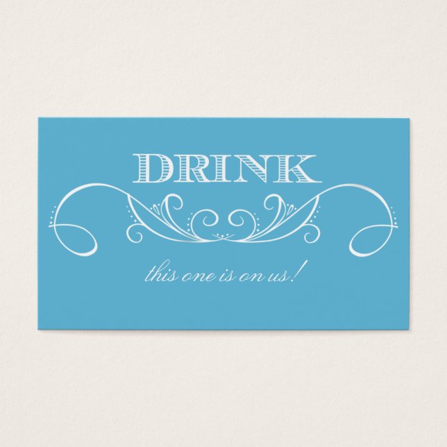 Modernes Blue und White Swirk Wedding Drink Ticket (Vorderseite)