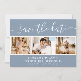 Modernes Blue Wedding 4 Foto Save The Date