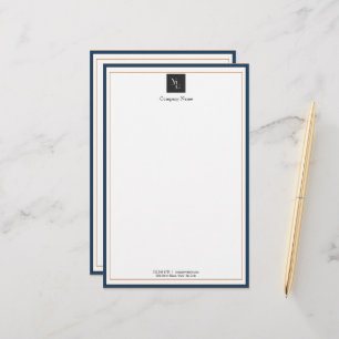 Modernes Blue White Gold mit Business-Logo Briefpapier