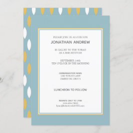 Modernes Blue White & Gold Muster Bar Mitzvah Einladung