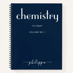 Modernes Blue White Personalisiert Chemie Notebook Notizbuch