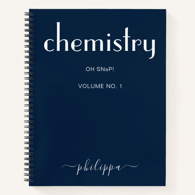 Modernes Blue White Personalisiert Chemie Notebook Notizbuch (Vorderseite)