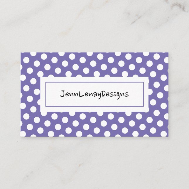 Modernes Blue White Polka Dots Muster Chic Visitenkarte (Vorderseite)