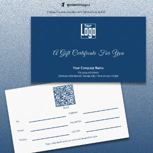 Modernes Blue White Small Business Geschenkzertifi Treuekarte