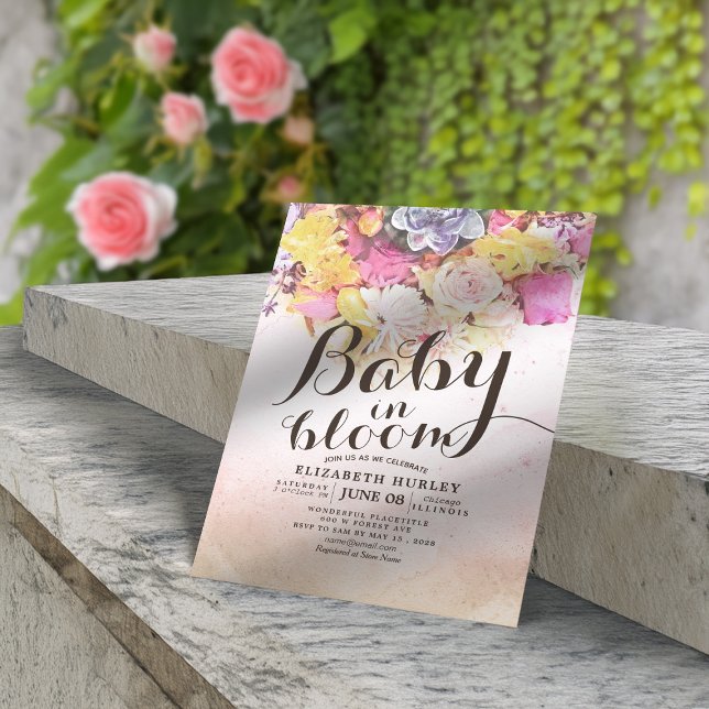 Modernes Blume Baby Duschbaby in Bloom Einladung (Von Creator hochgeladen)