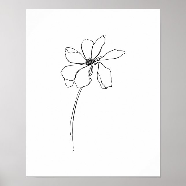 Modernes Blume Line Art Poster (Vorne)