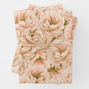 Modernes Blume-Muster für Wasserfarben Geschenkpapier Set