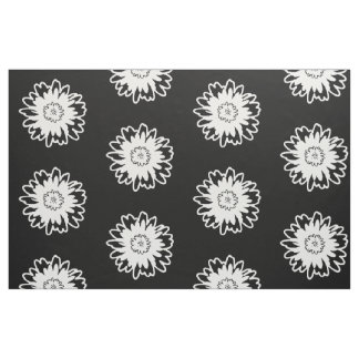 Modernes Blumen-Schwarzweiss-Gewebe Stoff