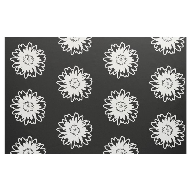 Modernes Blumen-Schwarzweiss-Gewebe Stoff (Fat Quarter (45,7 x 55,9 cm))