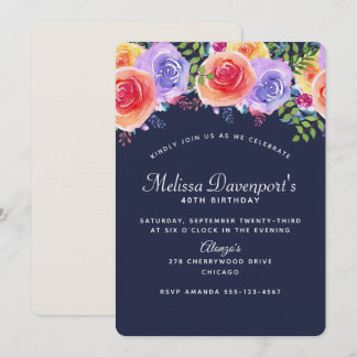 Modernes Blumenbouquet zum Geburtstag Einladung