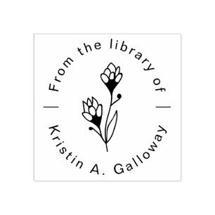 Modernes Blumenbuch "Aus der Bibliothek" Gummistempel
