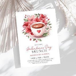 Modernes Blumencoffee Valentines Galentines Brunch Einladung
