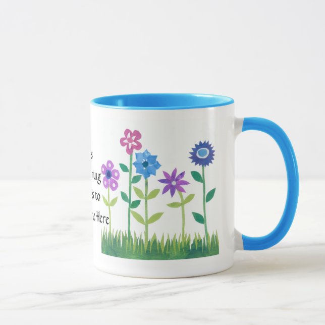 Modernes Blumendesign in Rosa, Lila und Blau Tasse (Rechts)
