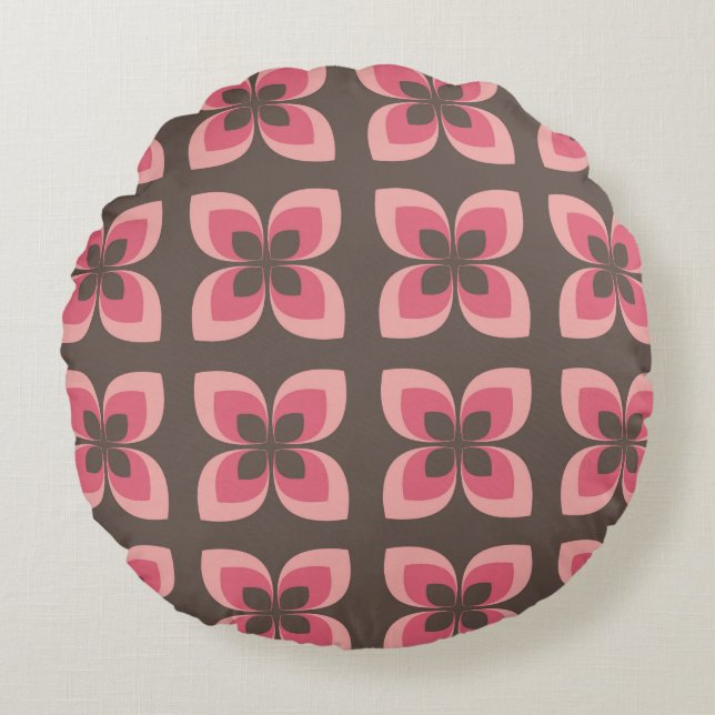 Modernes Blumendesign Rundes Kissen (Vorderseite)