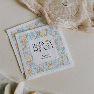Modernes, blumenfarbenes Baby in der Blütendusche Serviette