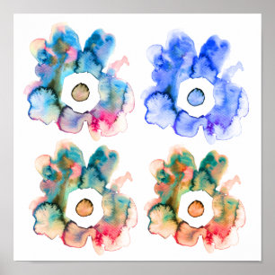 Modernes, blumenfarbenes, handgezeichnetes Blume-P Poster