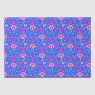 Modernes BlumenFolkore // Helles Blau Lila-Rosa Seidenpapier