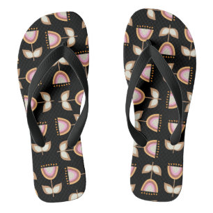 Modernes Blumengartenmuster aus dem Mittelalter Flip Flops