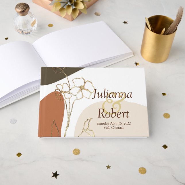 Modernes BlumenGästebuch Gästebuch (Vorderseite Offen)