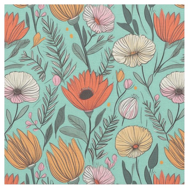 Modernes, blumengeschmücktes Muster, nahtlos grafi Stoff (Nahaufnahme)