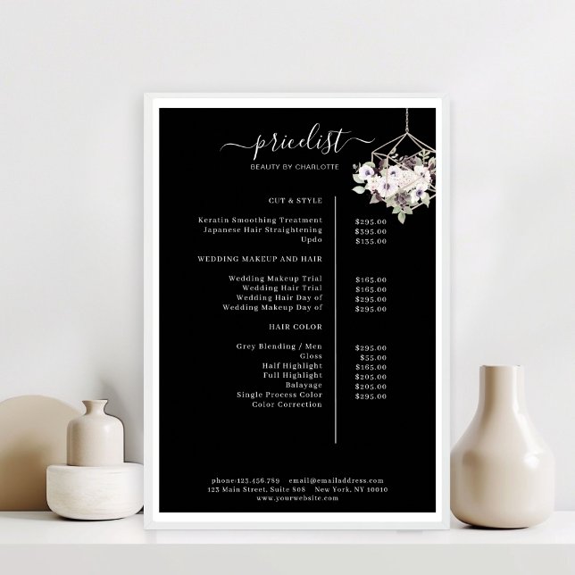 Modernes, blumengeschmücktes Poster (Modern, floral price list Poster)